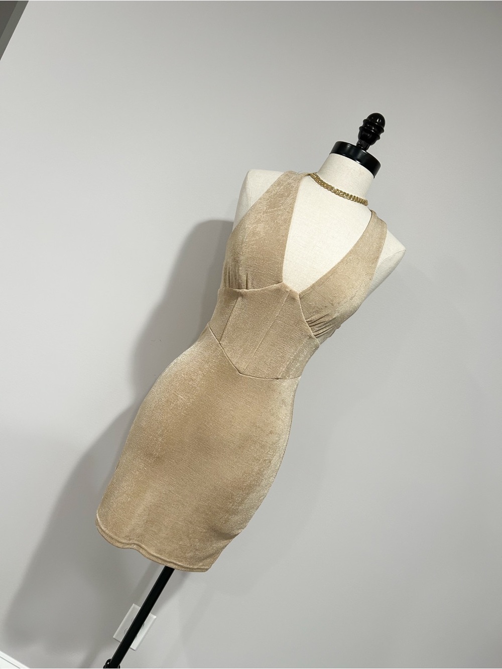Princess Polly Beige Velvet Mini Dress
